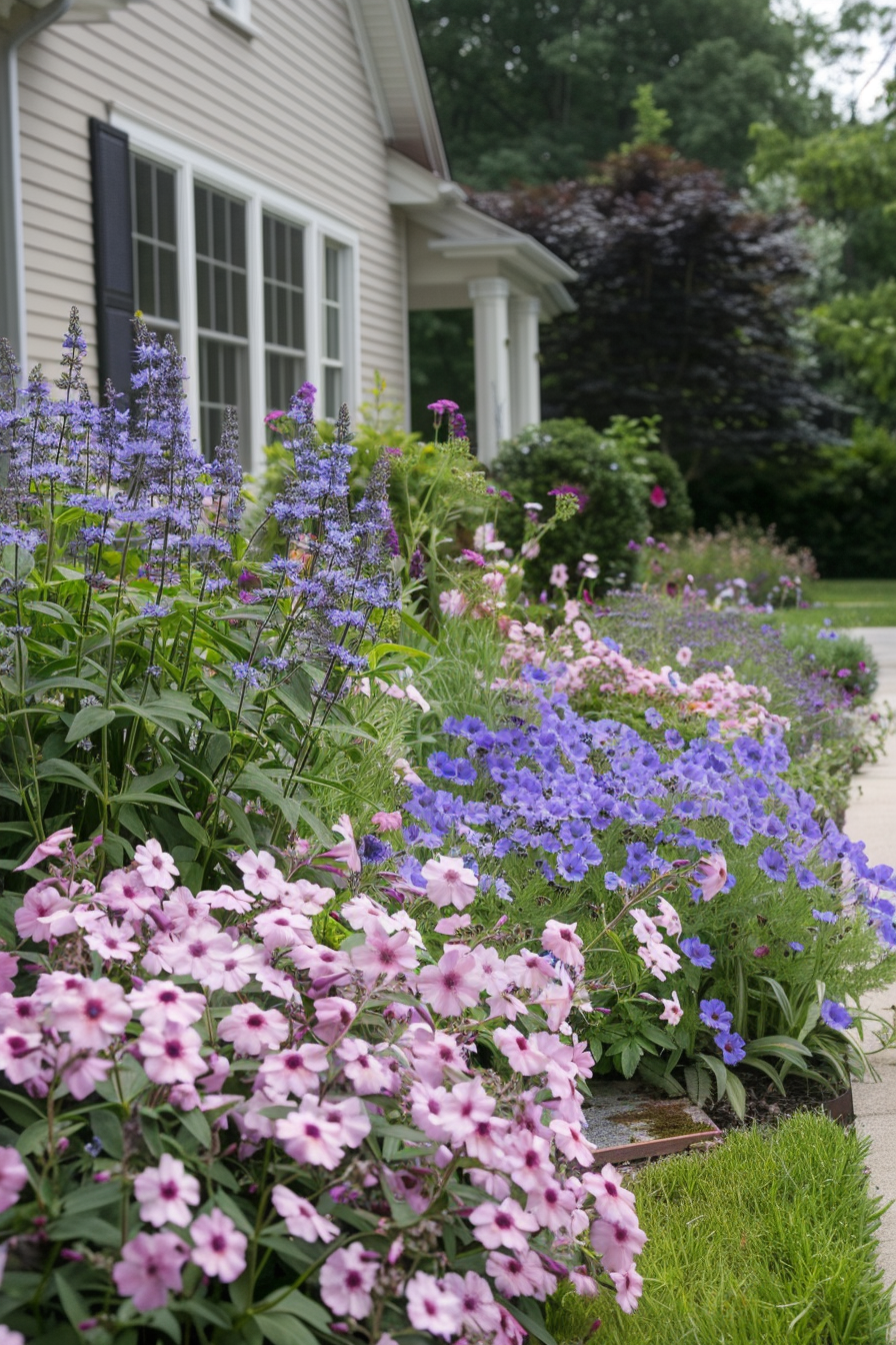 Creeping Phlox and Anise Hyssop creating a vibrant ground cover