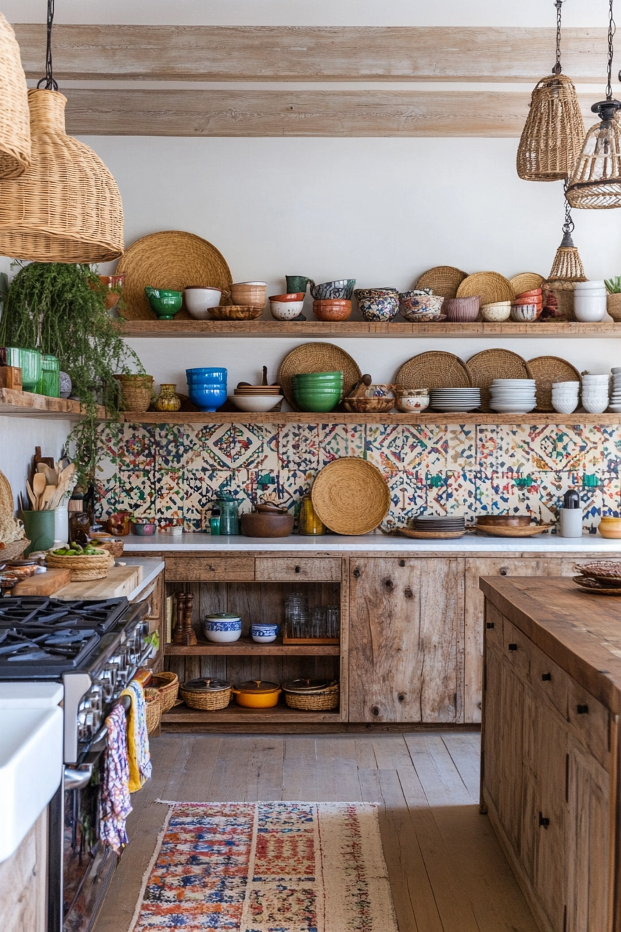 Boho kitchen with rustic and eclectic elements
