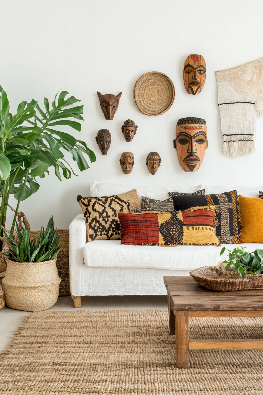 Layered fabrics and textures in Afro Boho decor