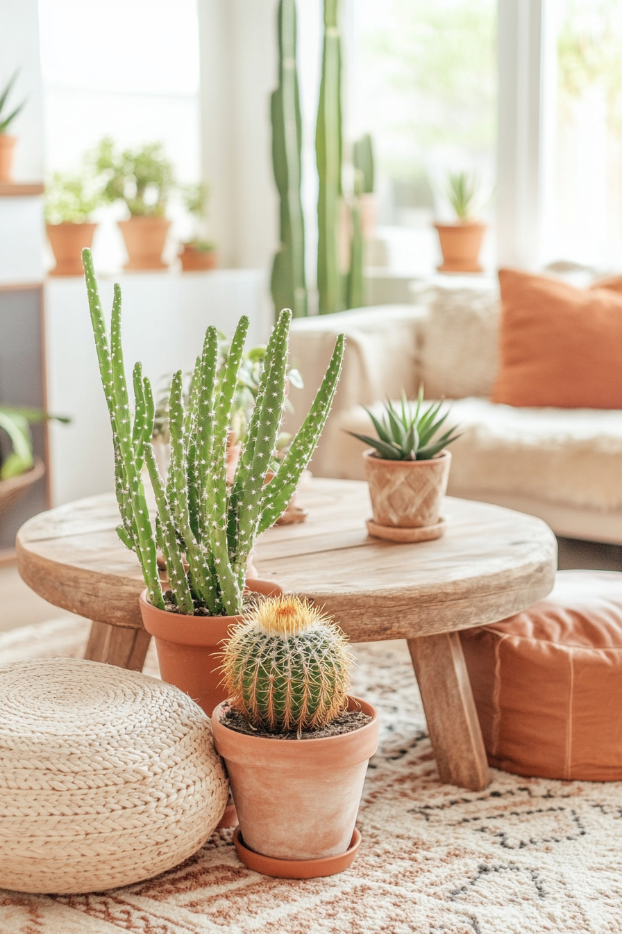Cacti and succulents in Desert Boho decor