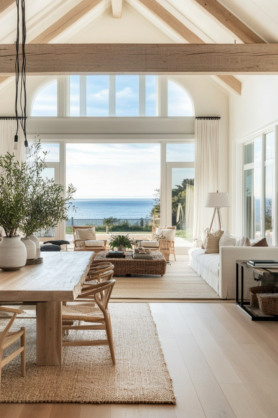 California-style coastal living room with a neutral base and pops of color.