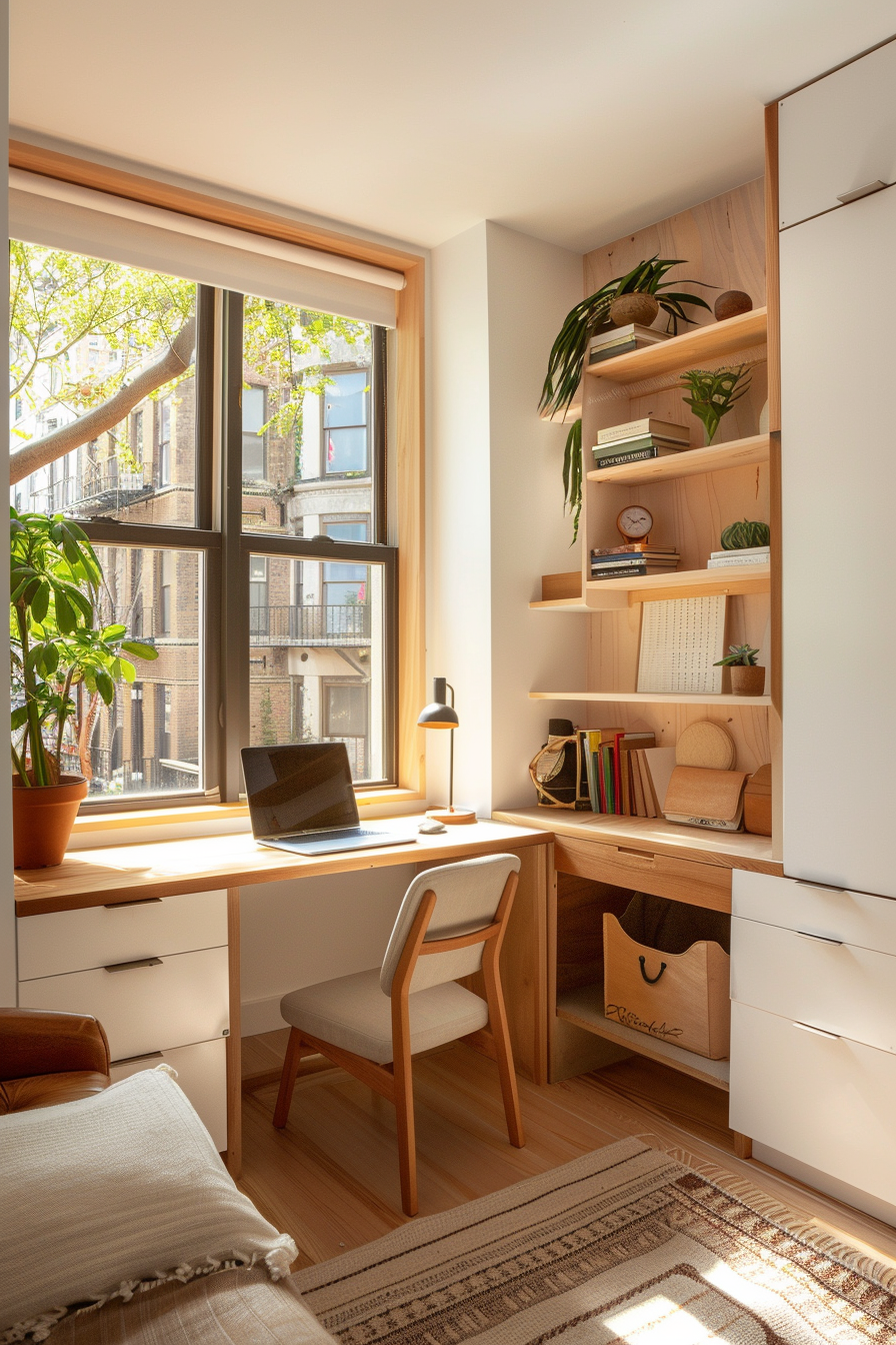 Foldable desk and organized storage