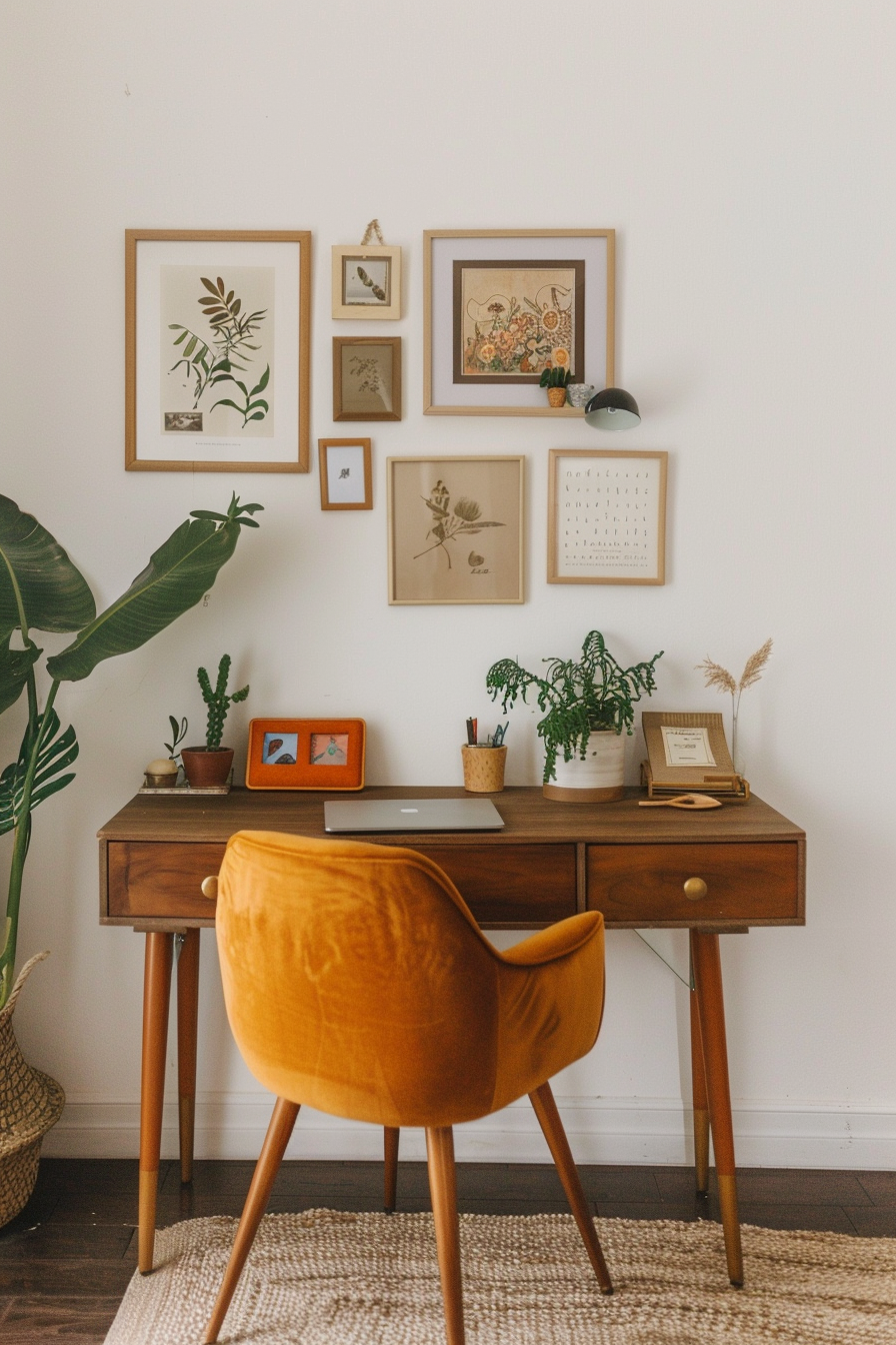 Vision board and gallery wall above desk