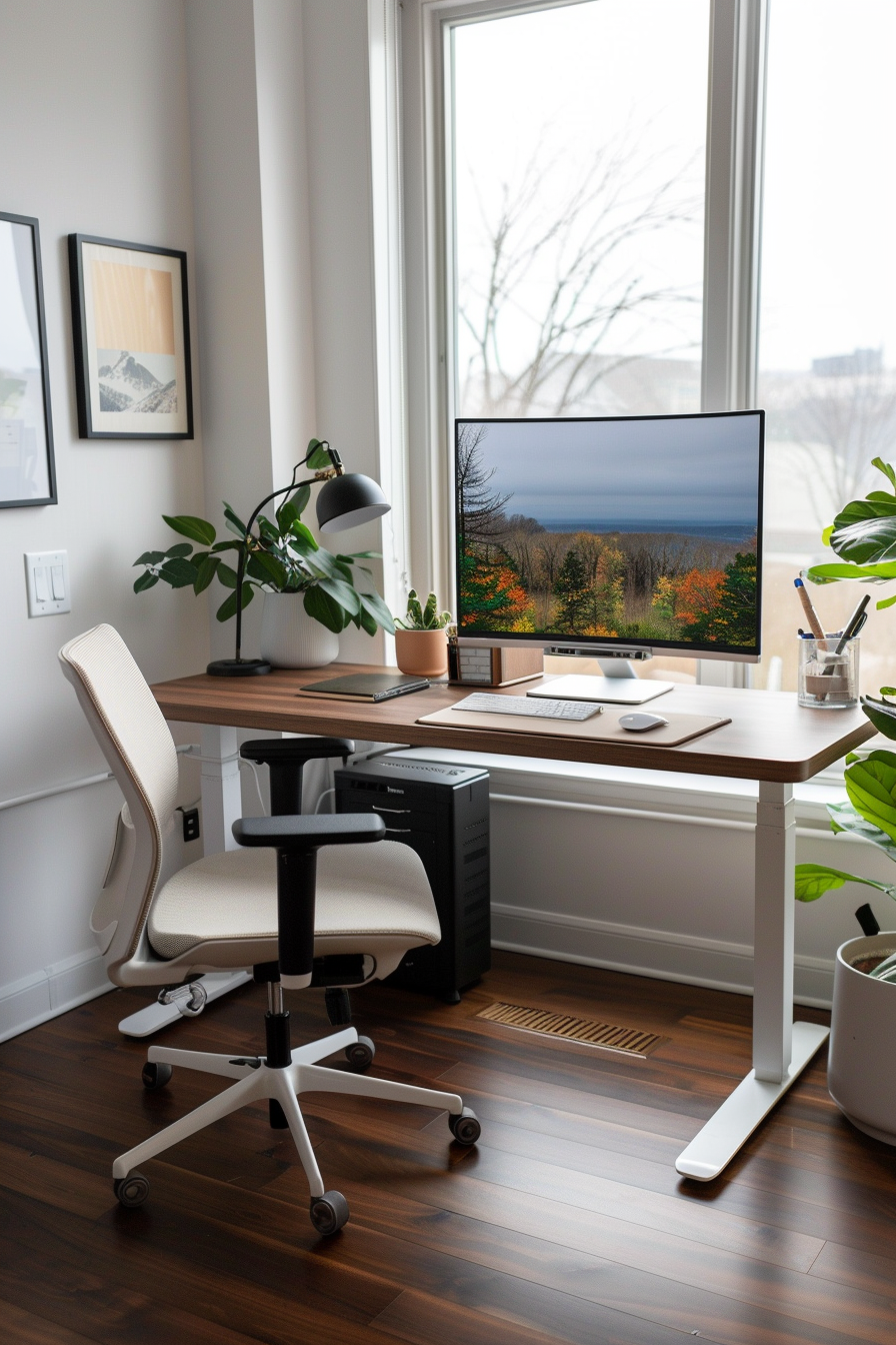 Adjustable monitor stand and keyboard tray