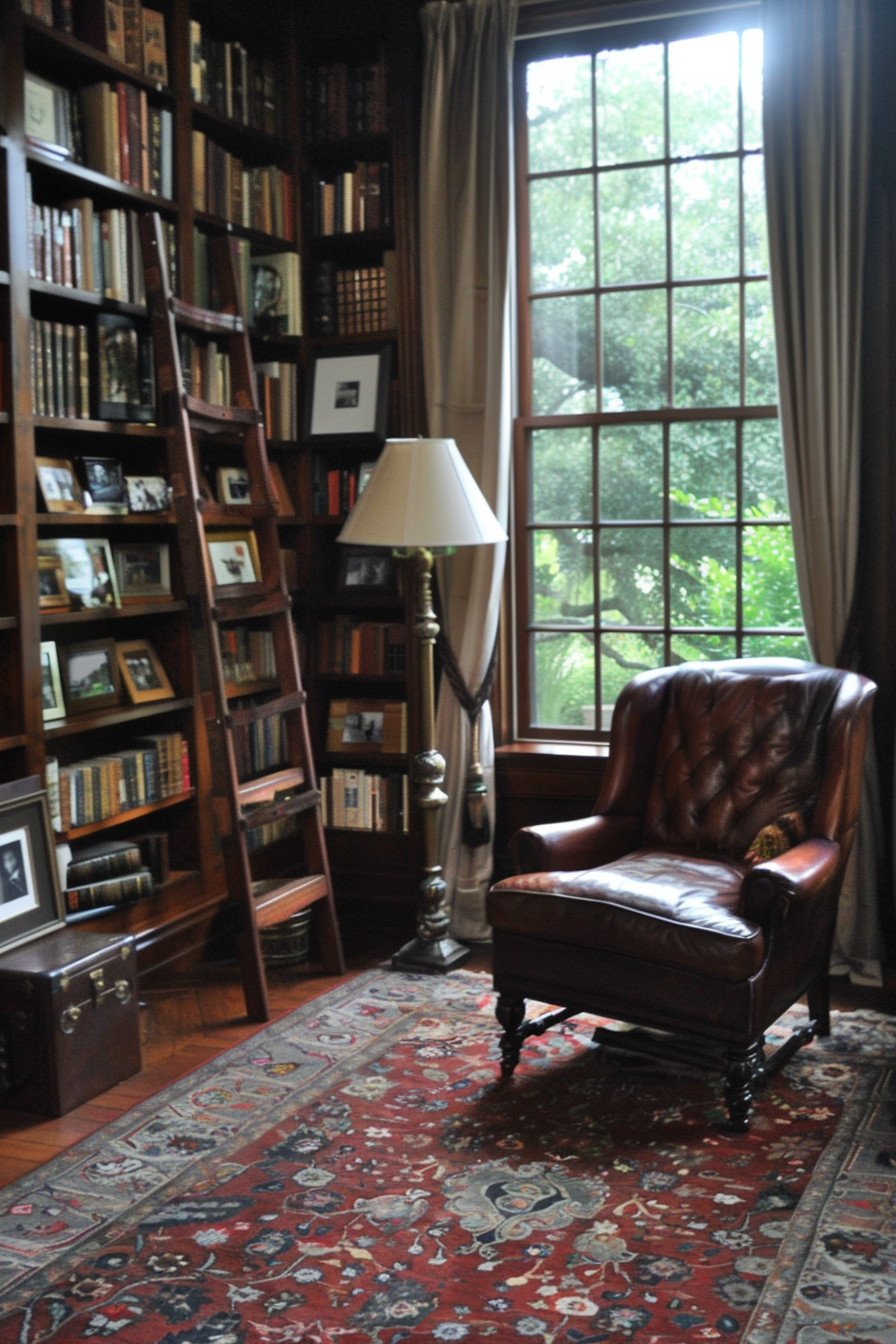 A home library with vintage charm