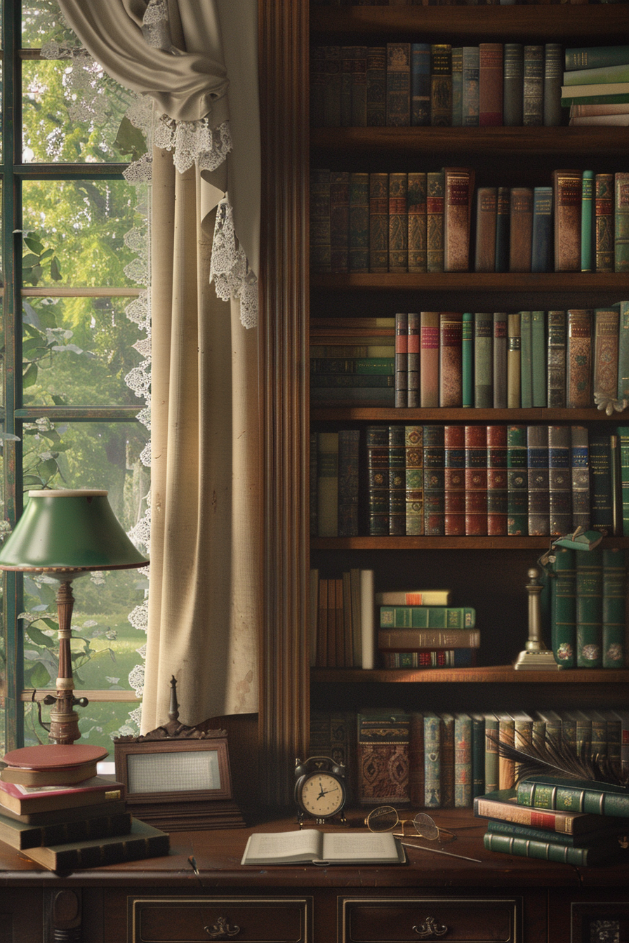 Showcase antique books for a scholarly touch