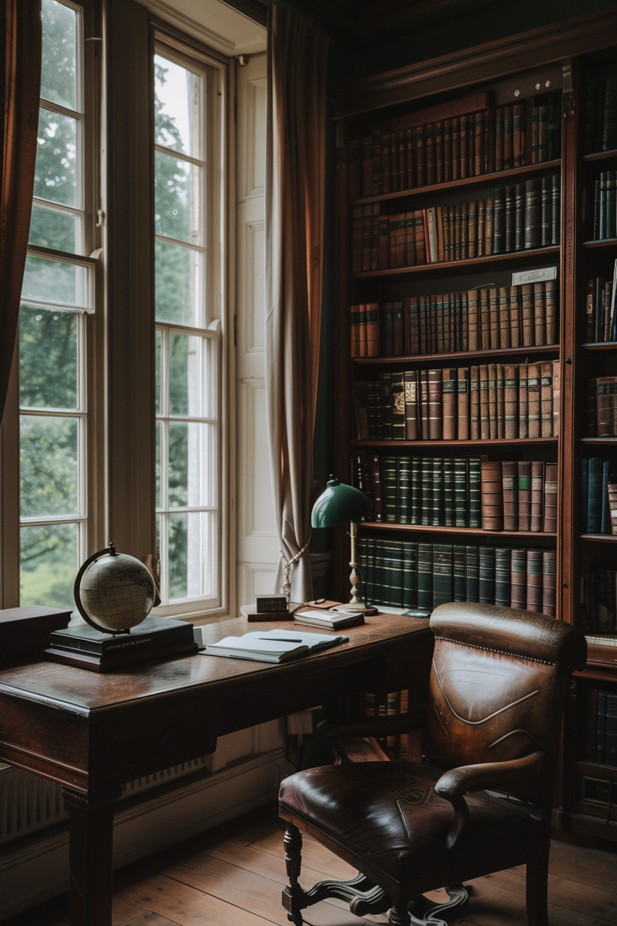 A vintage office space with scholarly charm