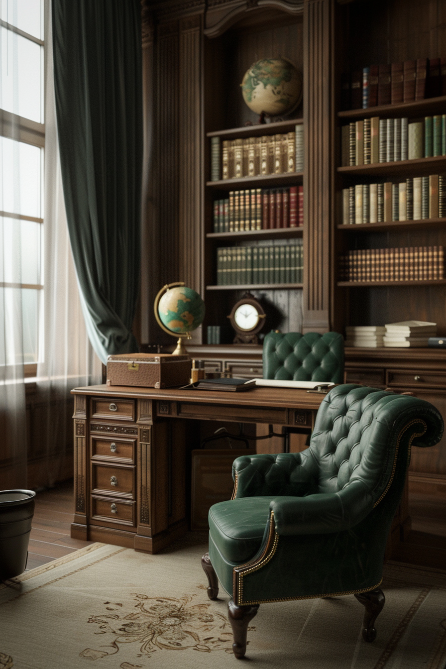 A vintage office space with scholarly charm