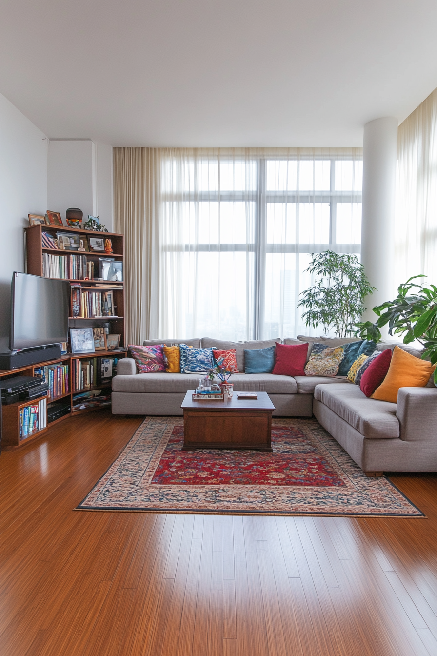 Living room with bamboo flooring