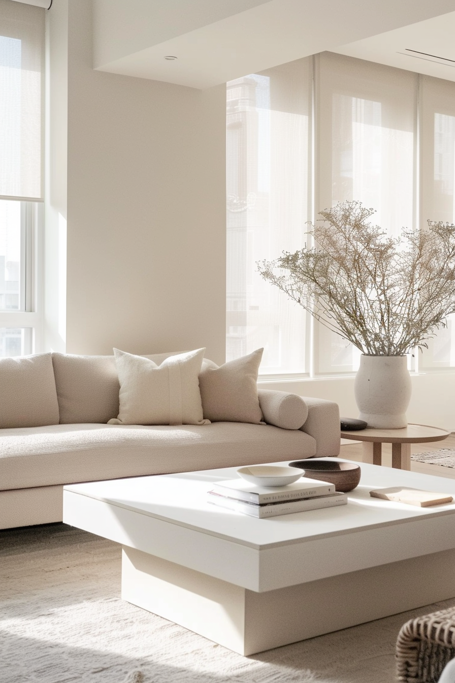 Neutral color palette in a modern living room