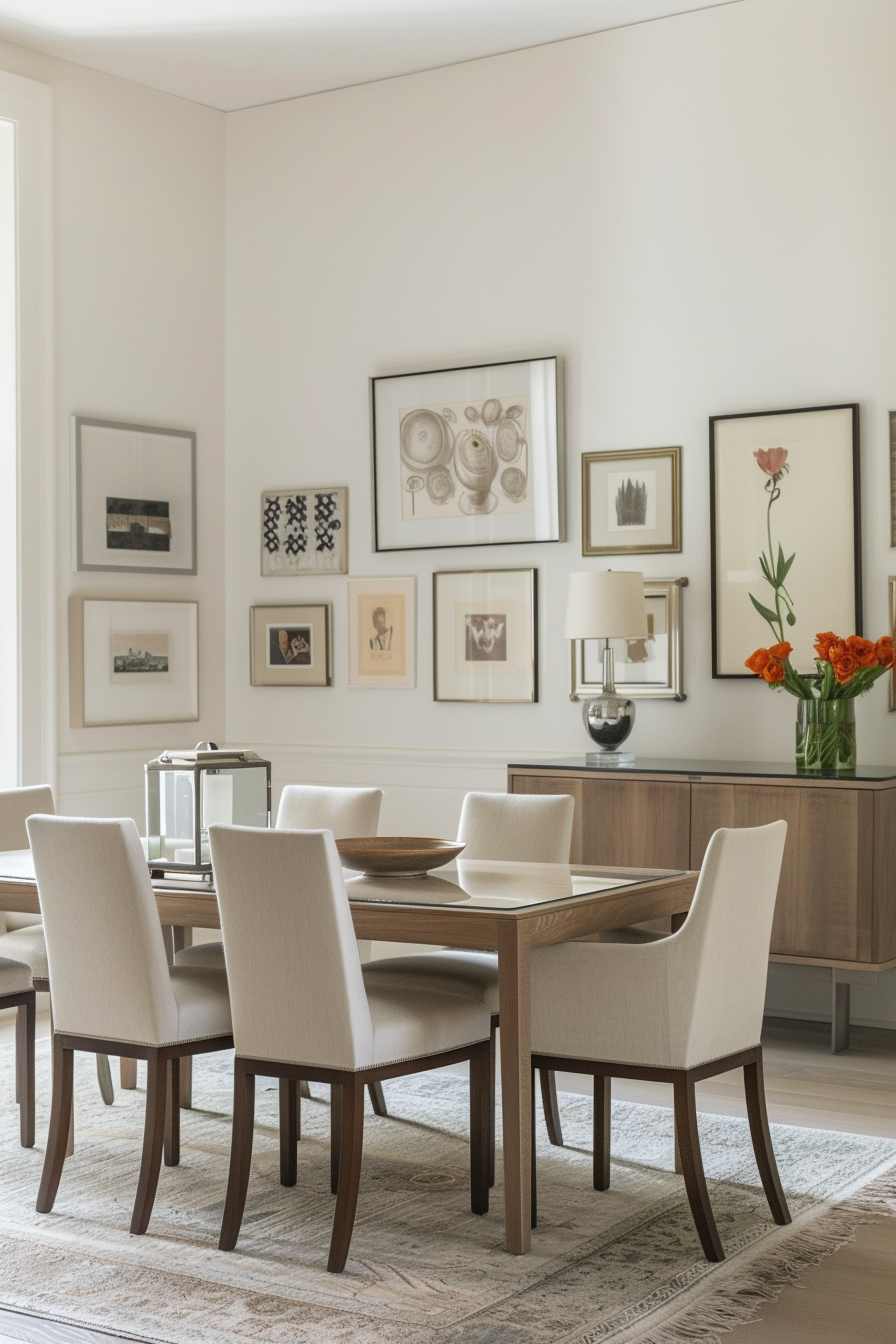 Gallery wall with modern and traditional art