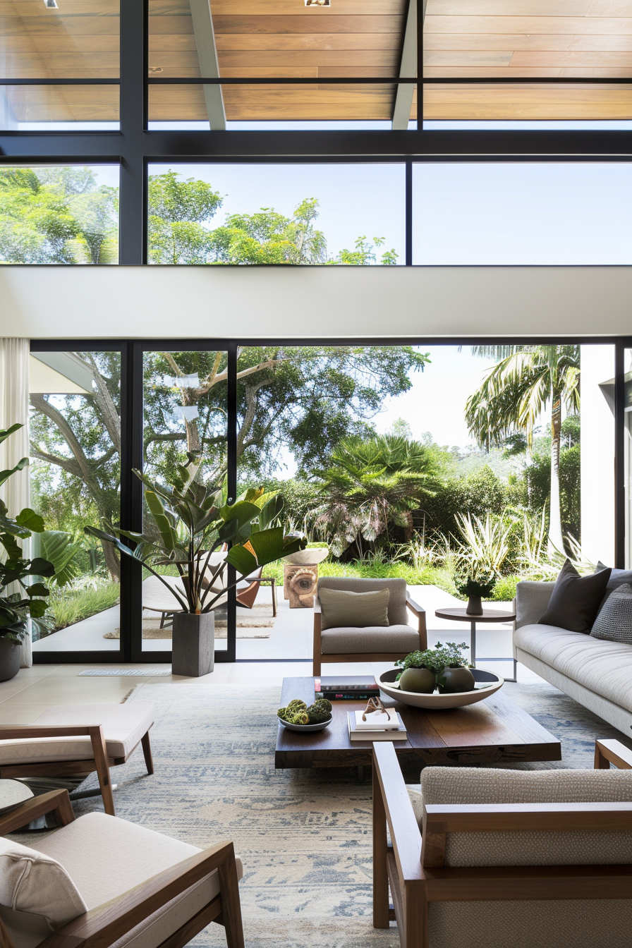 Large glass doors opening to a patio