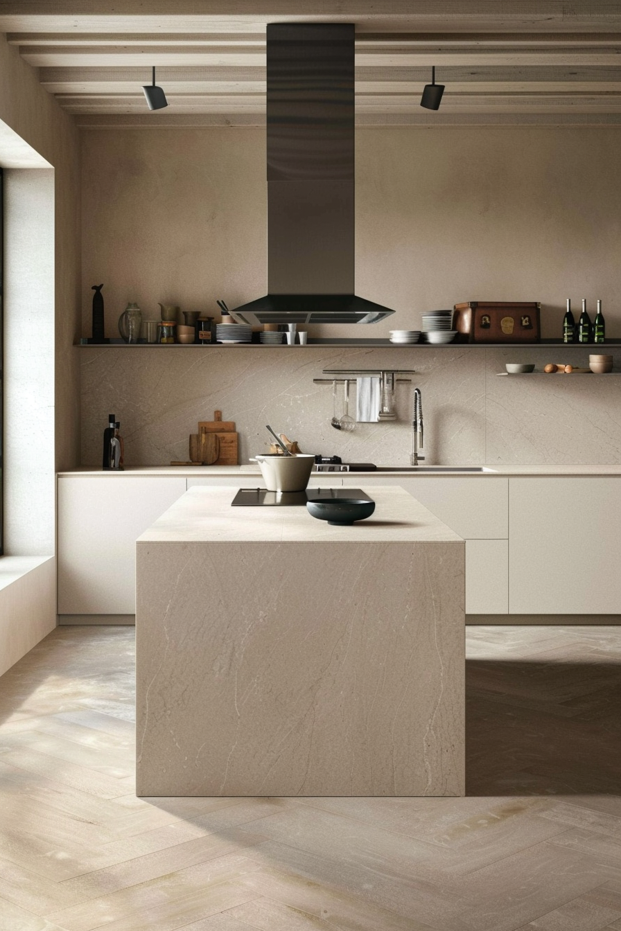 Open shelving with Italian pottery