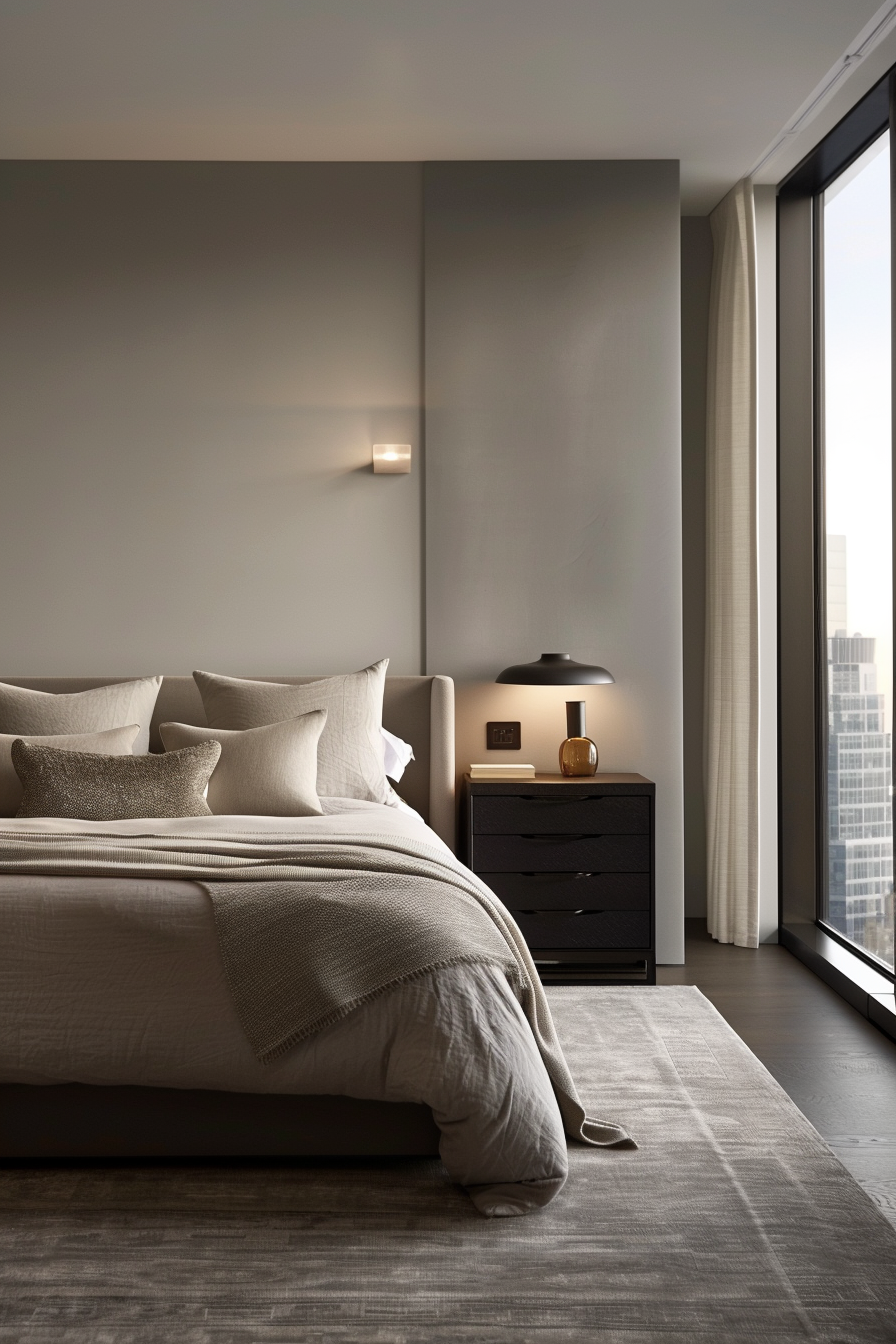 Soft lighting and neutral tones in a serene bedroom