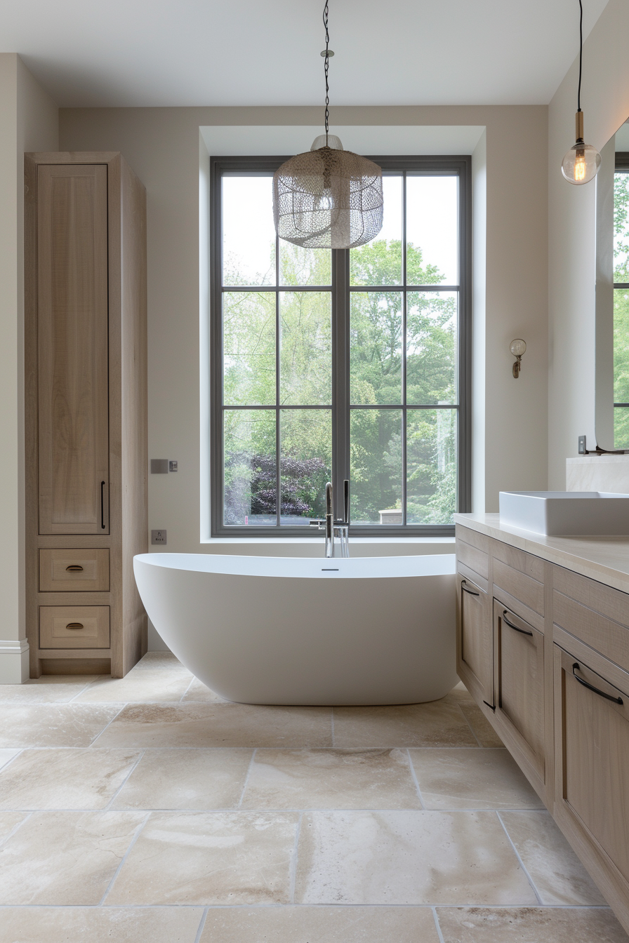 Elegant lighting and luxury touches in a bathroom