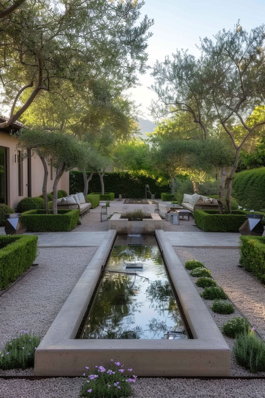 Modern furniture and lighting in an Italian garden