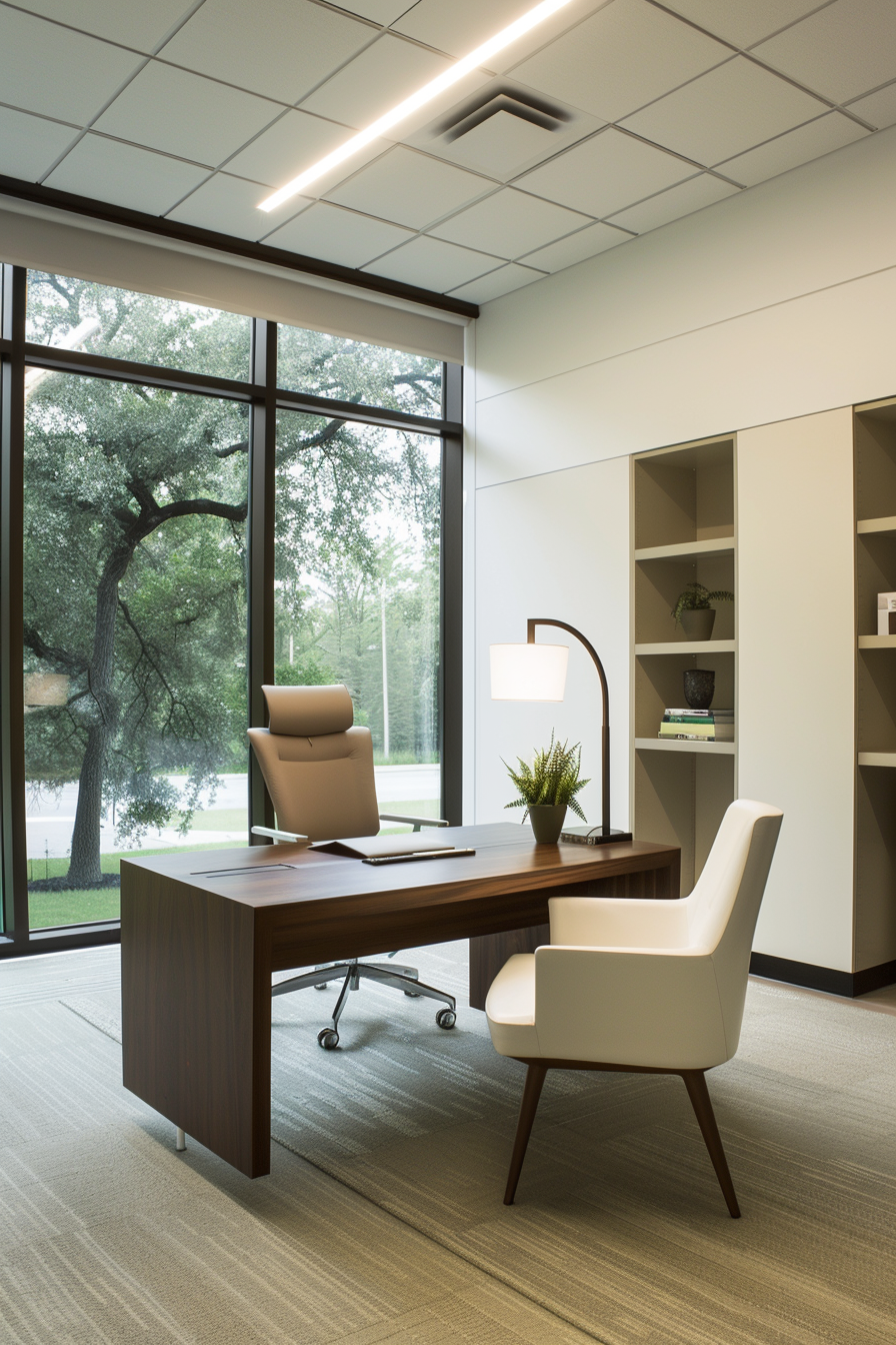 Recessed ceiling lights in a modern living room