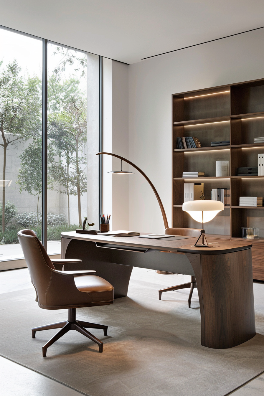 Contemporary sofa with sculptural chair