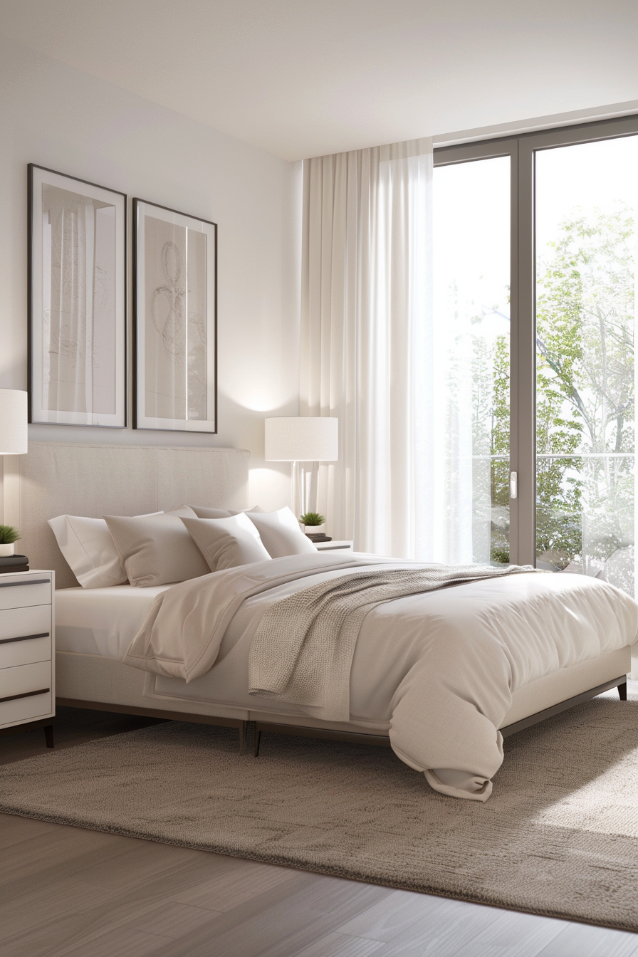 Italian modern bedroom with clean lines and minimalist furniture