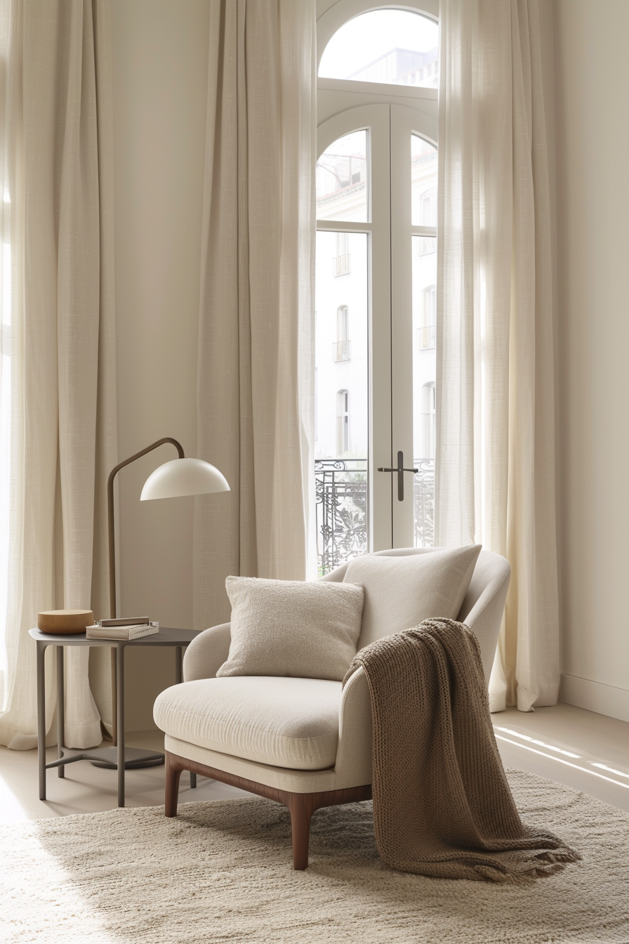 Cozy reading nook with a comfortable armchair in an Italian bedroom