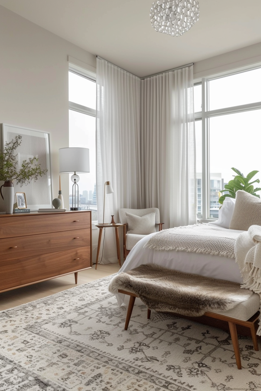 Mid-century modern pieces blending with contemporary Italian design