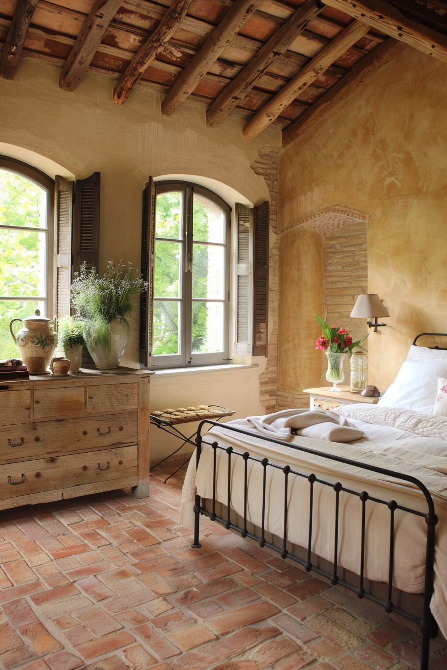 Tuscan influences in an Italian modern bedroom
