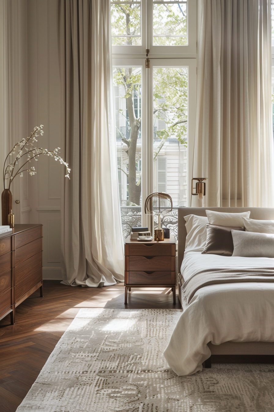 Luxurious textiles and finishes in an Italian modern bedroom