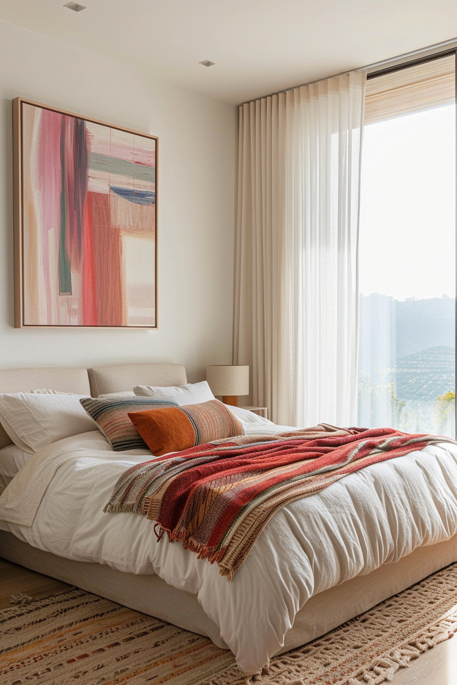 Art enhancing an Italian modern bedroom