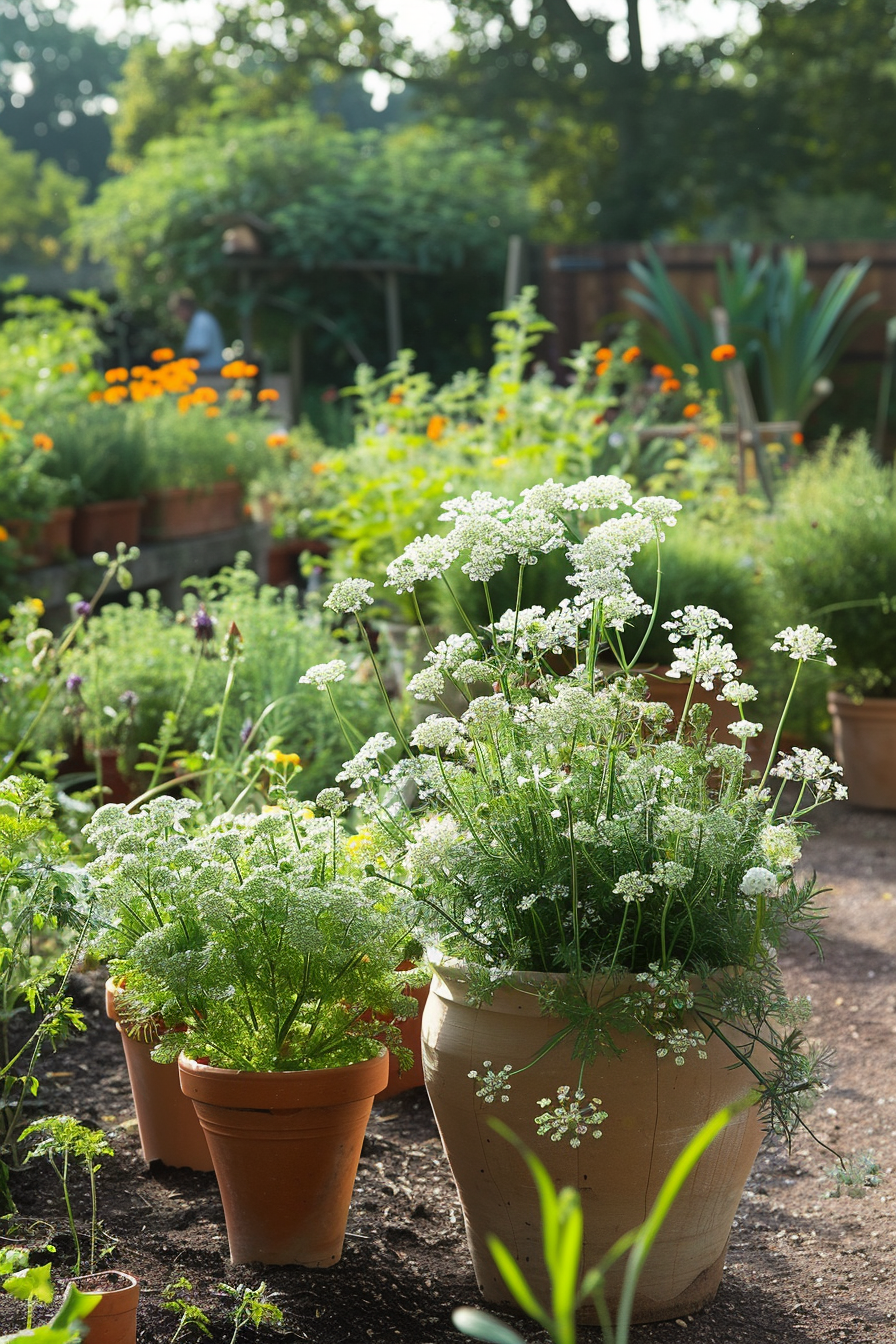 Garden filled with flowers attracting beneficial insects.