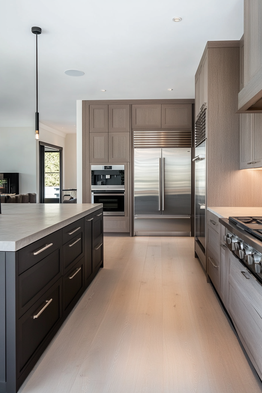 Kitchen with custom cabinetry hiding appliances
