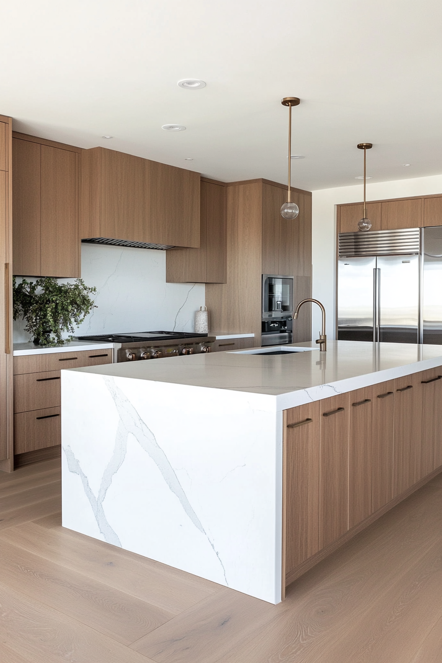 Kitchen with custom cabinetry hiding appliances