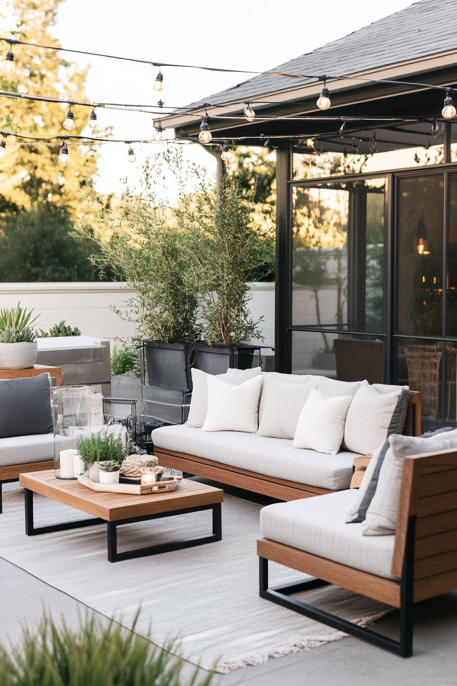 Modern outdoor space with sleek furniture