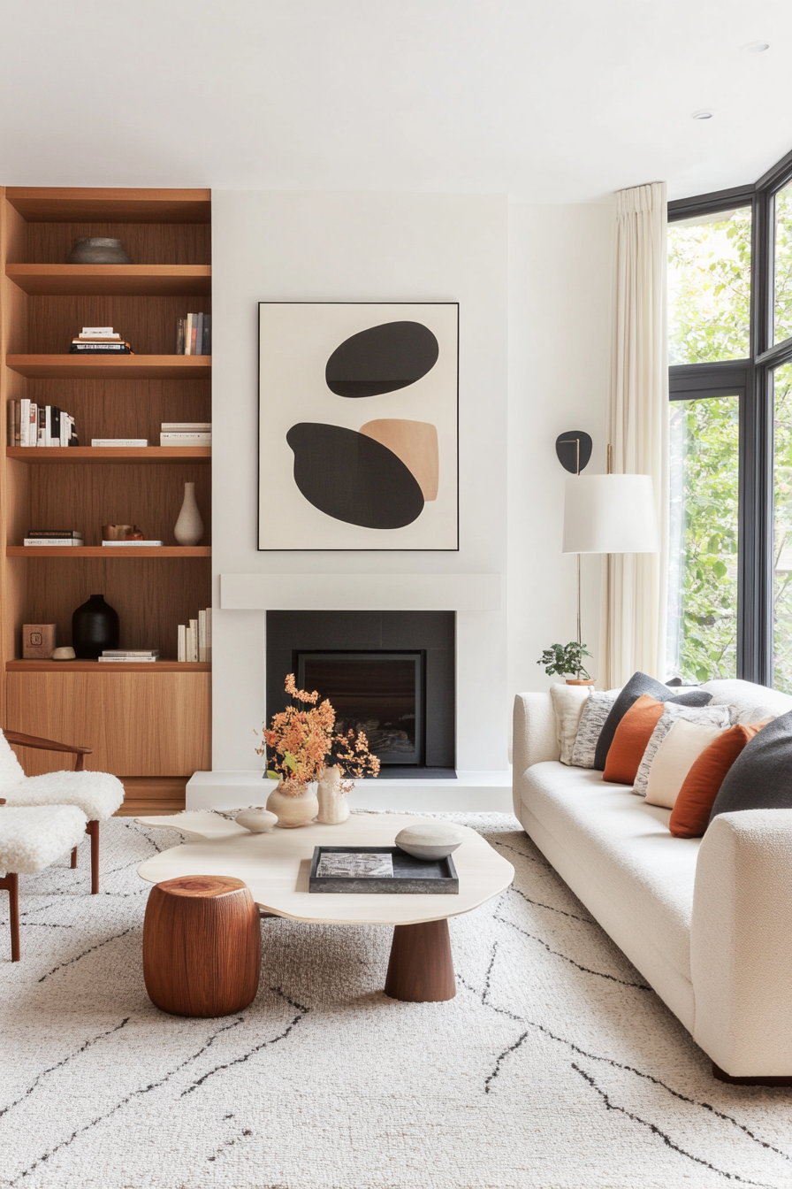 Stylish living room with neutral palette