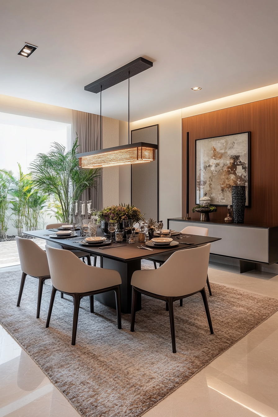 Inviting dining area with sleek table