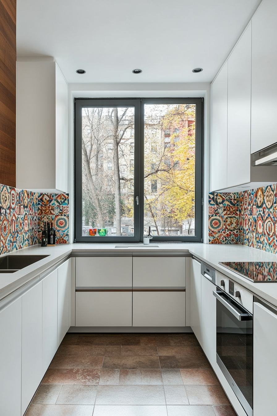 Bold mosaic tiles in vibrant colors