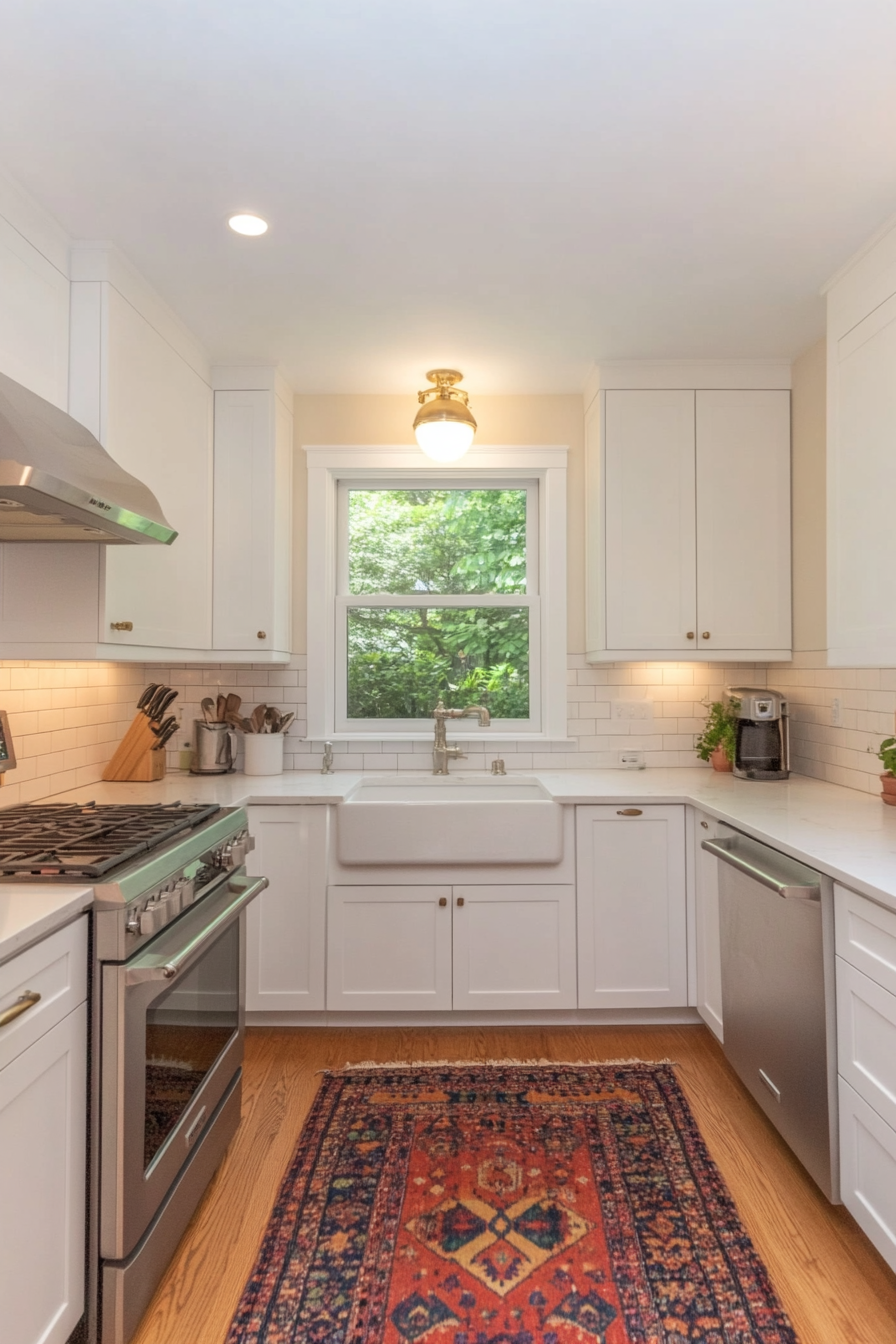 White cabinets, countertops, and backsplashes