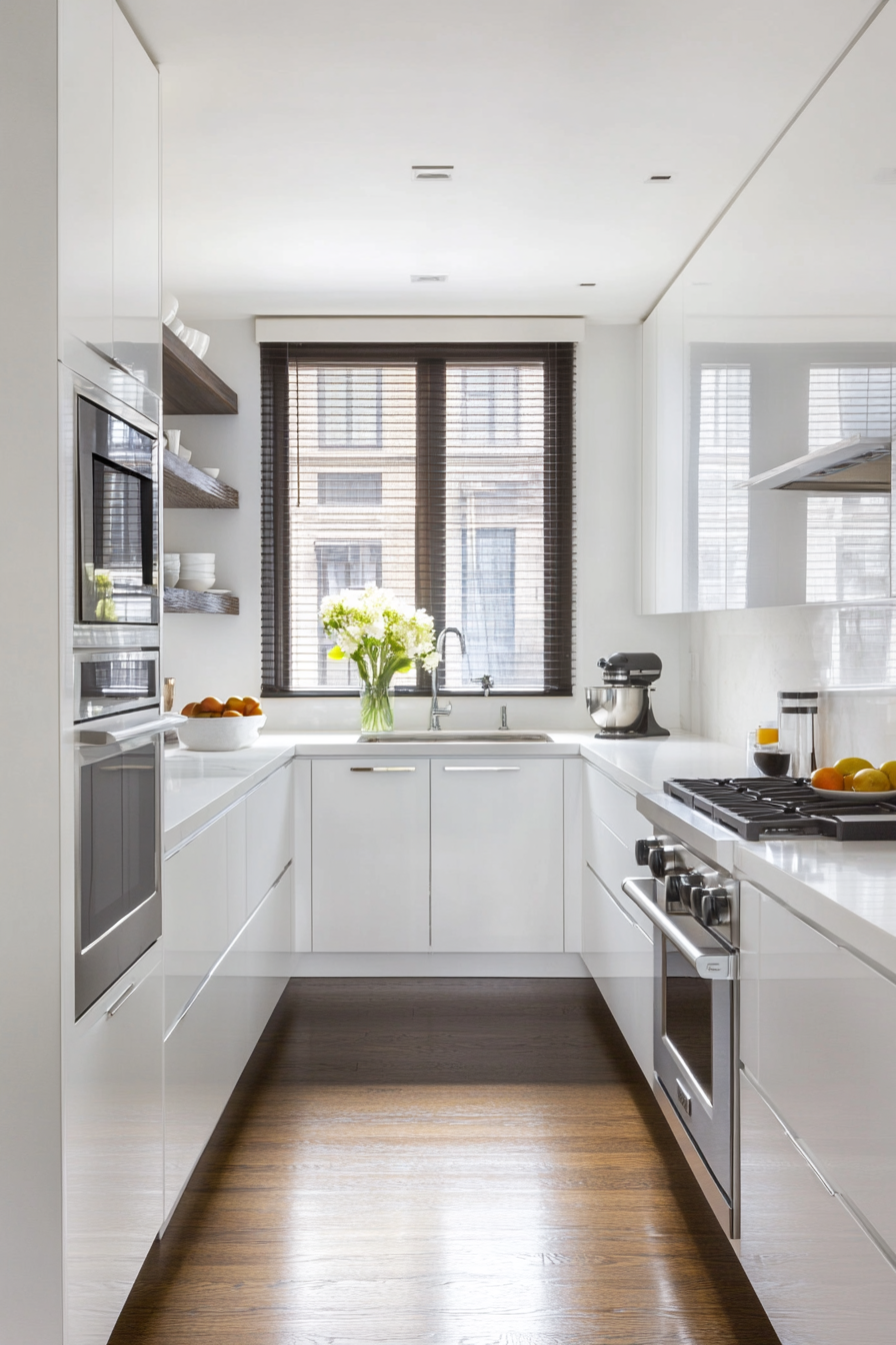 Modern cabinetry with custom high-gloss white cabinets