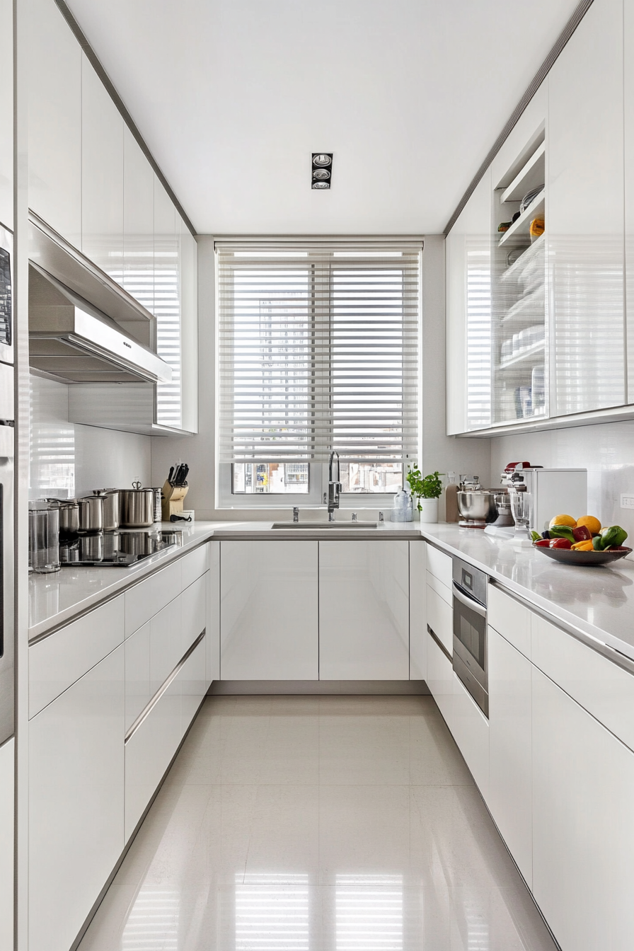 Modern cabinetry with custom high-gloss white cabinets