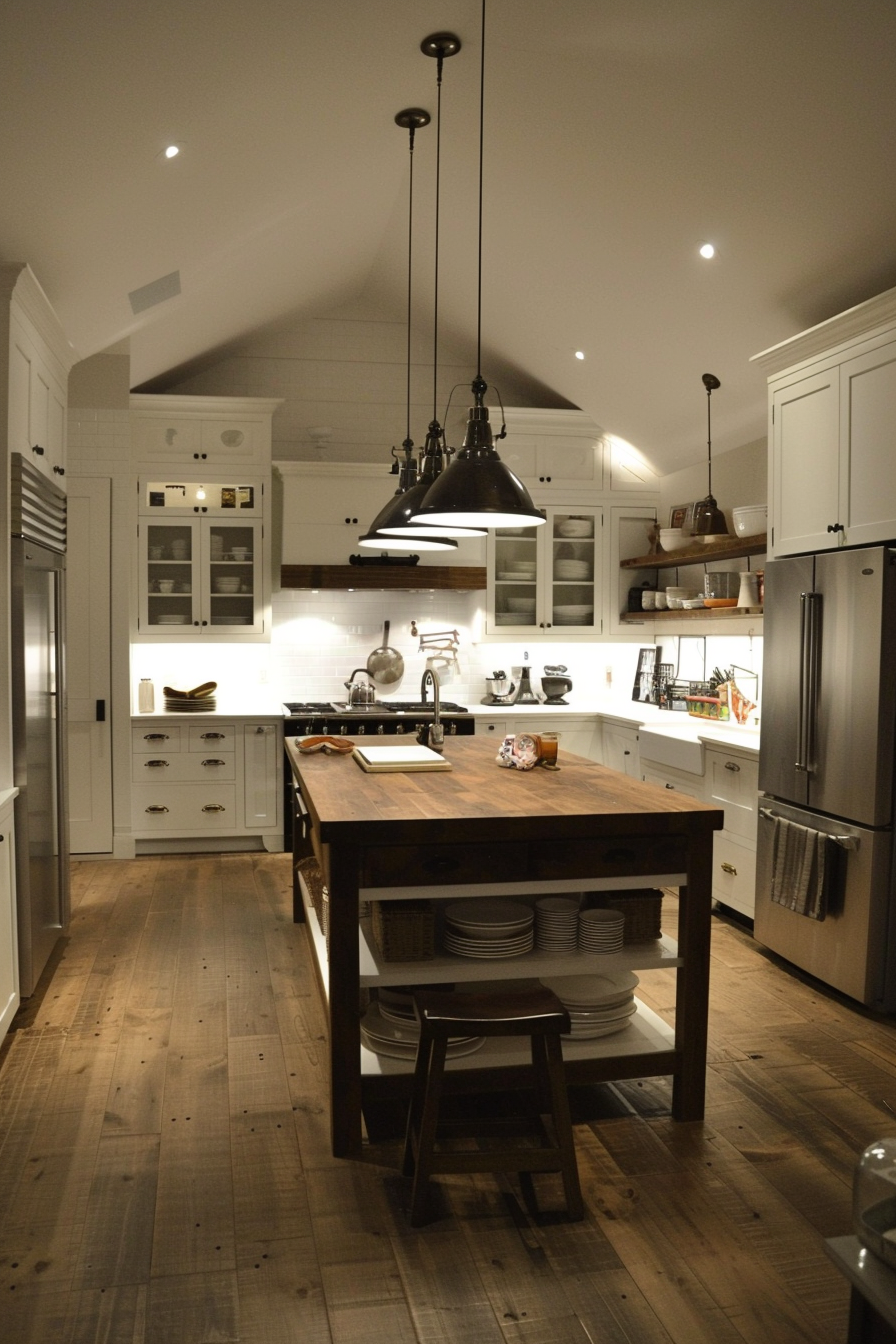 Various lighting sources in the kitchen
