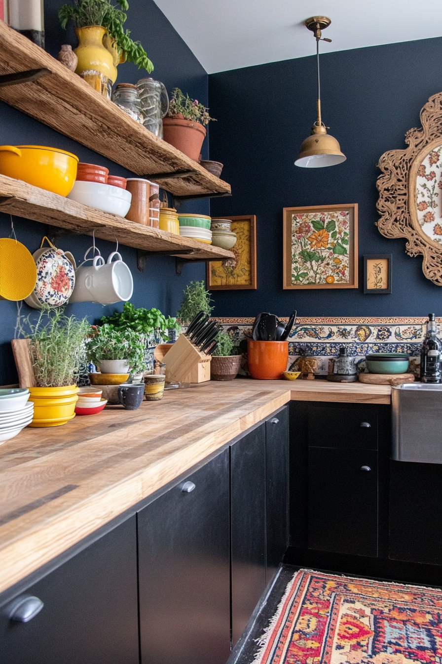 Eclectic kitchen with mixed textures and styles