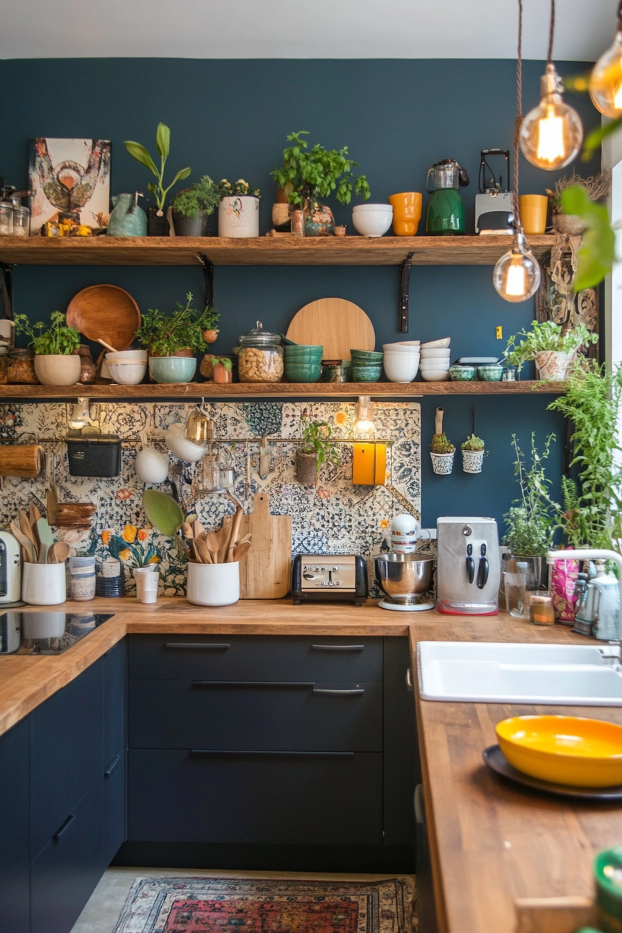 Eclectic kitchen with mixed textures and styles