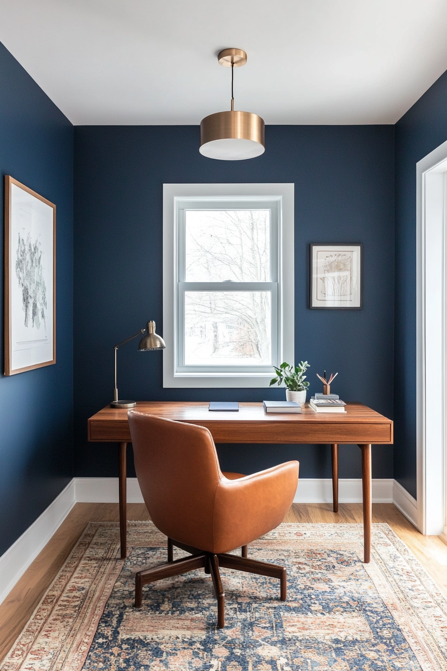 Small office with deep paint colors