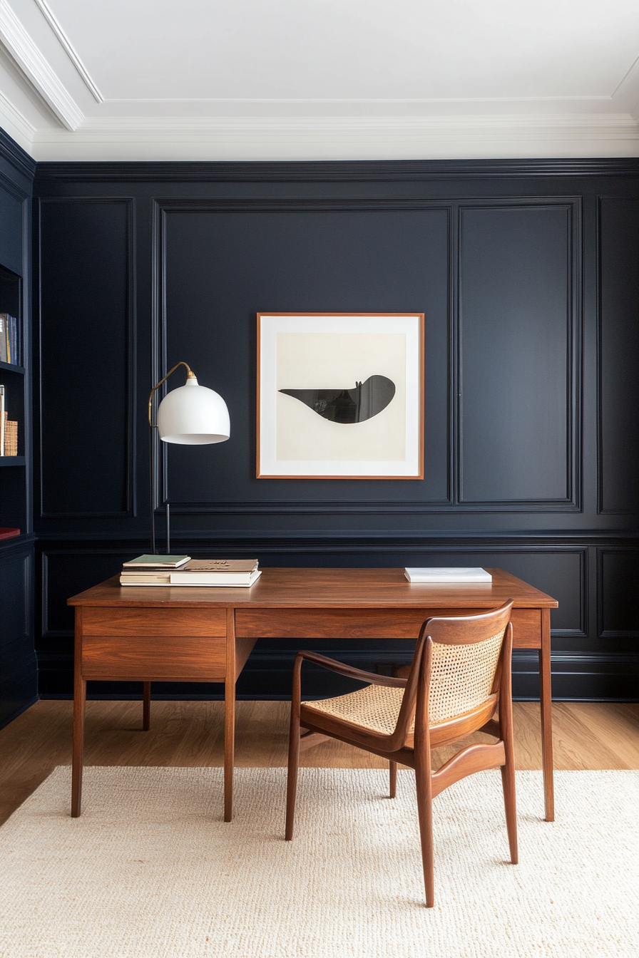 Small office with deep paint colors