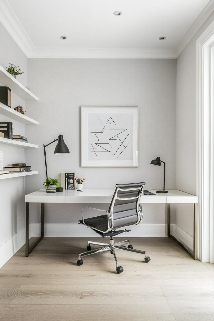 Modern minimalist small office with sleek furniture