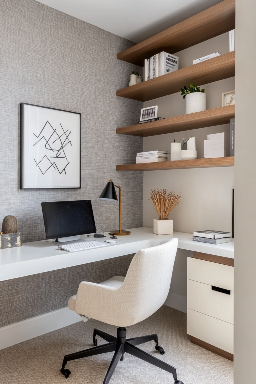 Modern minimalist small office with sleek furniture