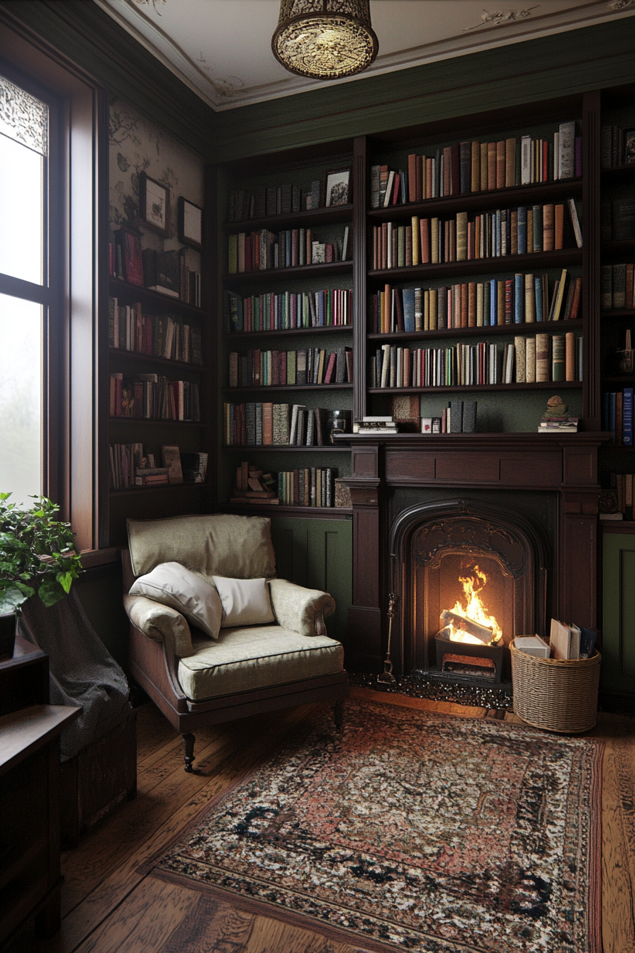 Cozy home library in a small office