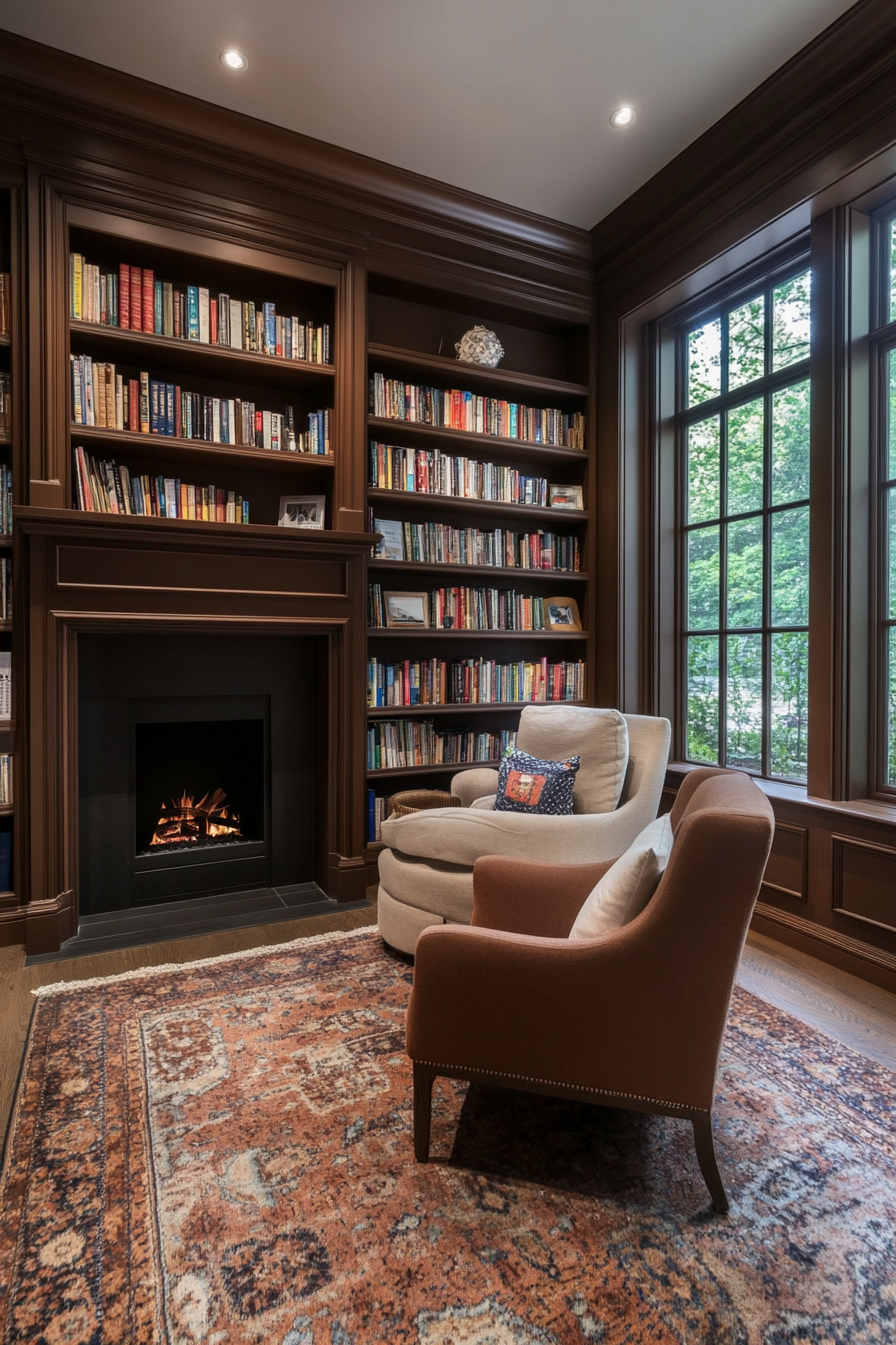 Cozy home library in a small office