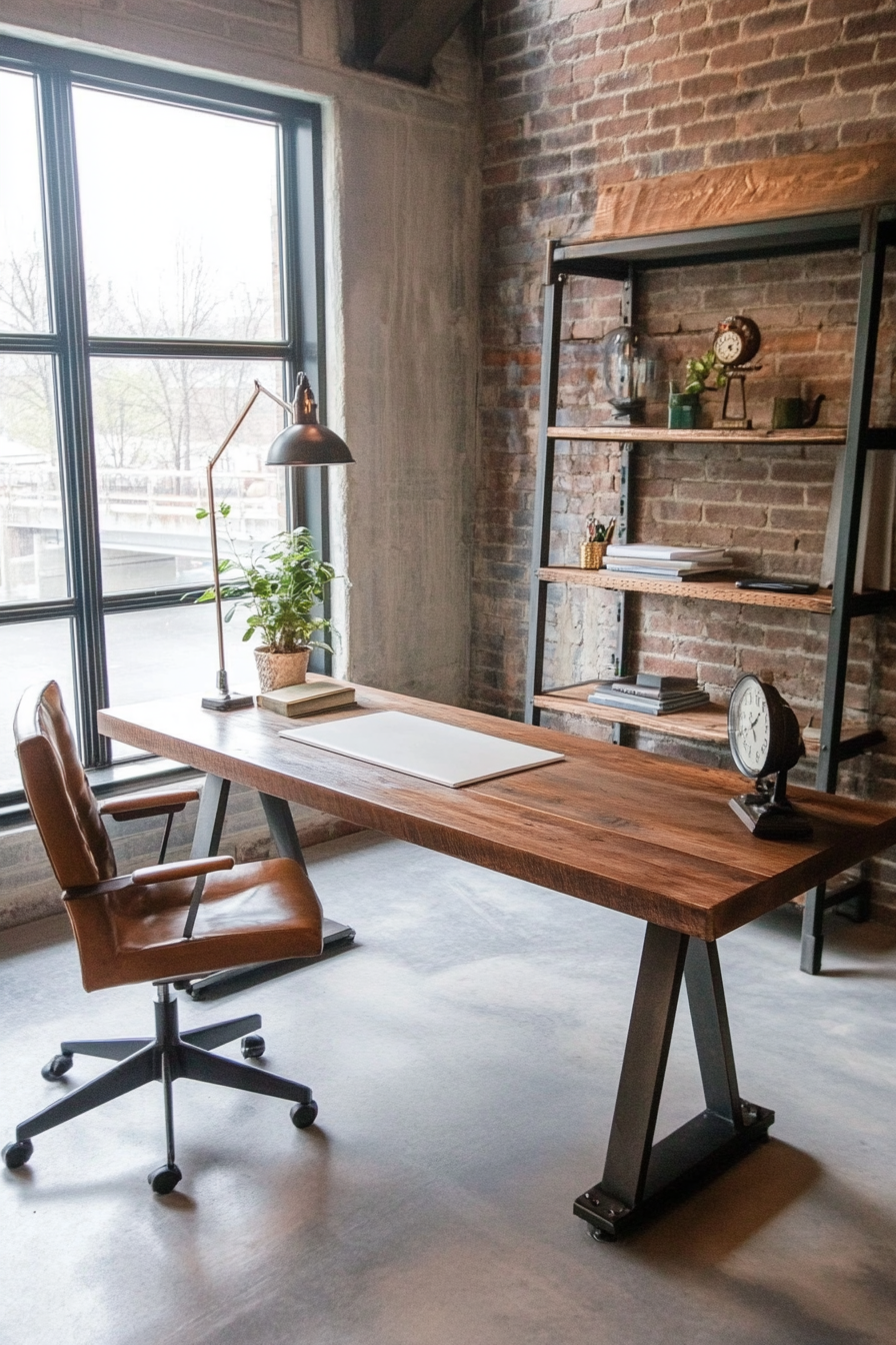 Industrial small office with raw materials