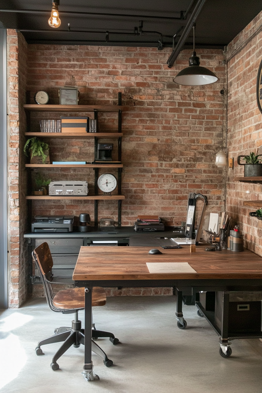 Industrial small office with raw materials