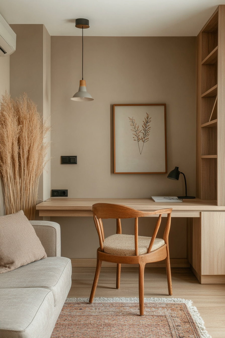 Cozy small office with warm colors